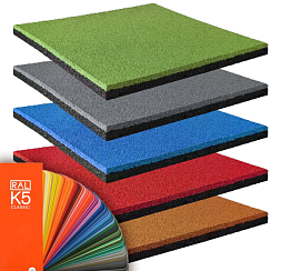 резиновая плитка 500х500х16 мм, двухслойная, цвет по ral